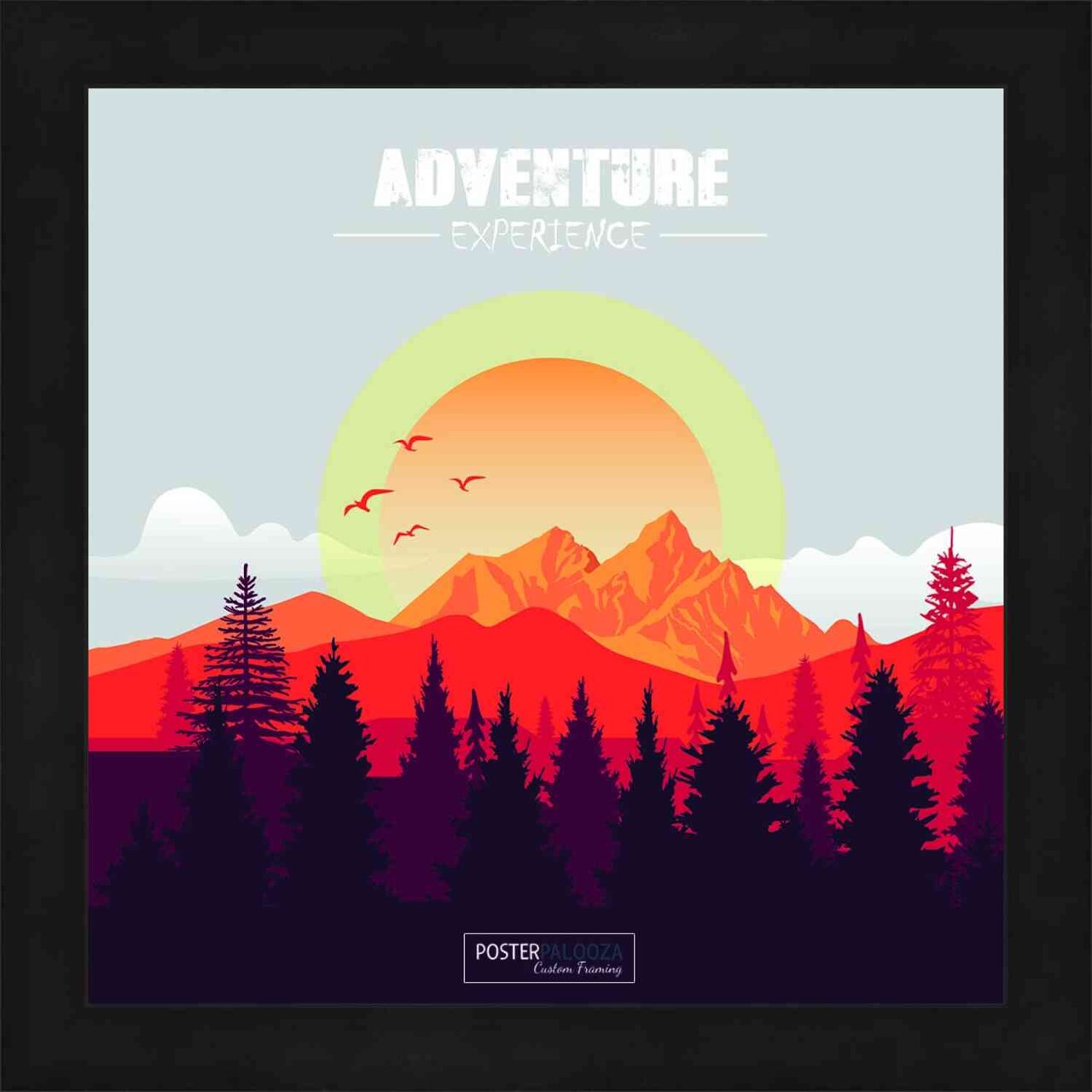 Square Flat Black Picture Frame - UV Acrylic, Foam Board Backing, Hanging Hardware